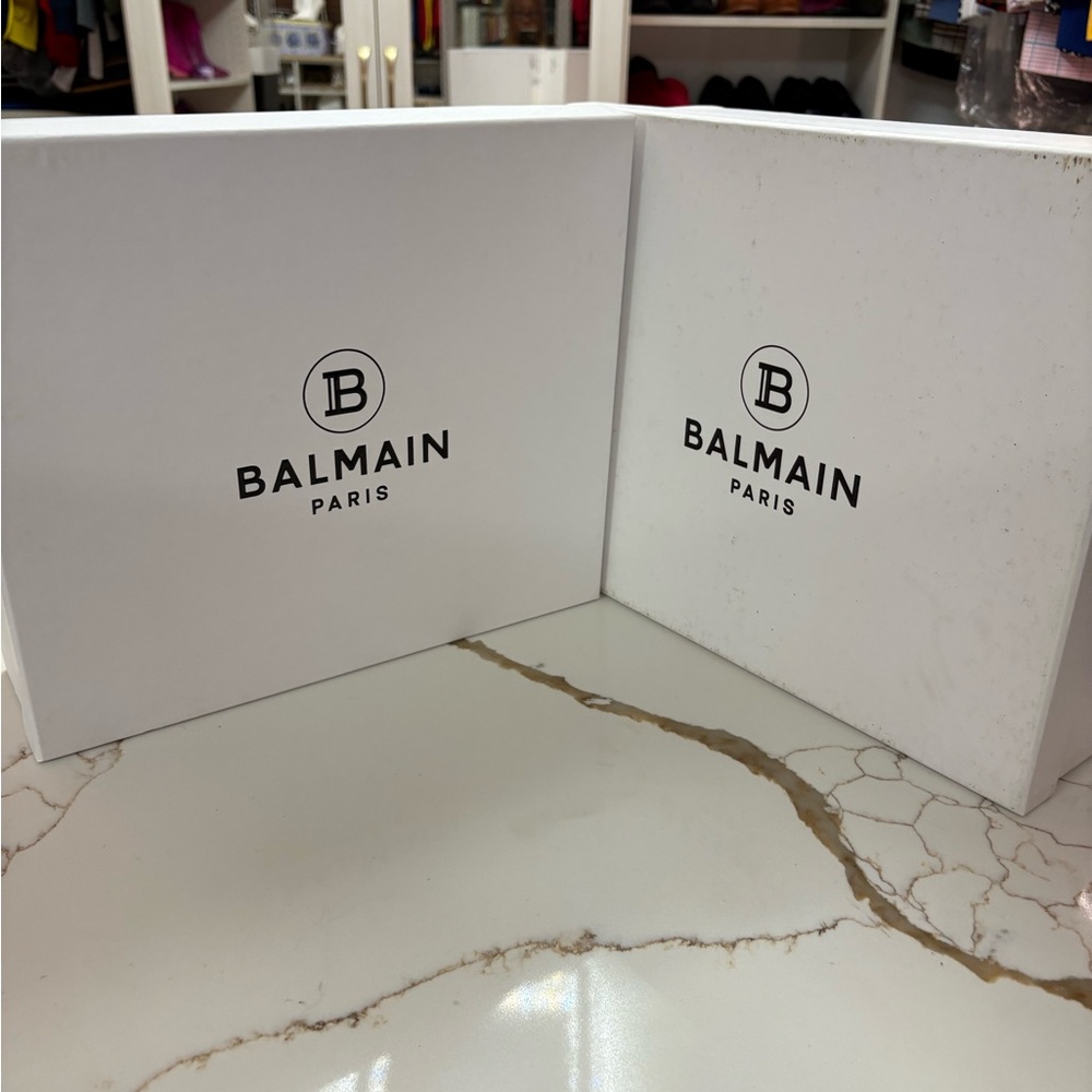 2 Balmain White Bootie Shoe Boxes great for storage❤️🔥